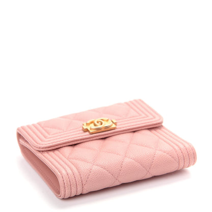 Chanel Caviar Quilted Boy Compact Wallet Pink 4 of 9