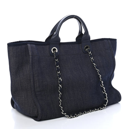 Chanel Denim Medium Deauville Tote Dark Blue 3 of 9
