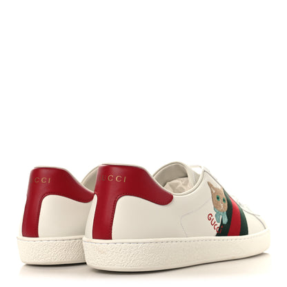 Gucci Calfskin Cat Embroidered Mens Ace Sneakers 12 White Green 5 of 11