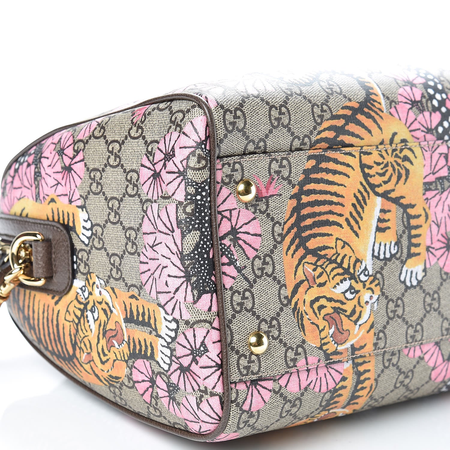 Gucci GG Supreme Monogram Bengal Medium Boston Beige PInk 10 of 12