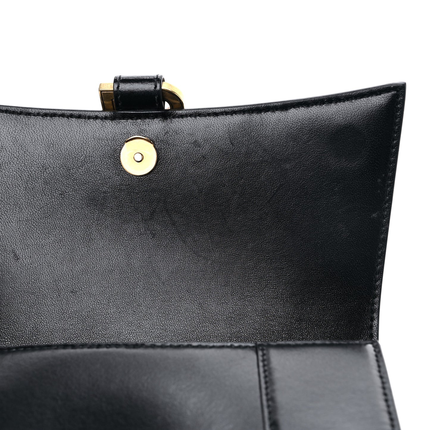 Shiny Box Calfskin Small Hourglass Top Handle Bag Black