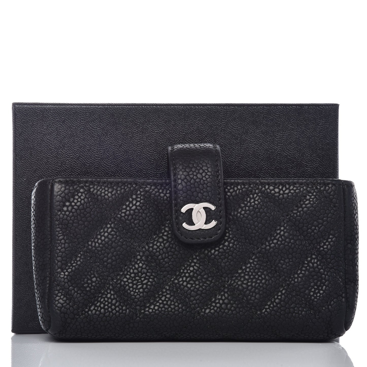Caviar Quilted Mini Phone Holder Clutch Black