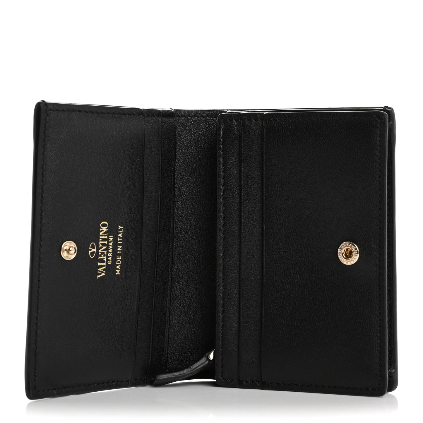Calfskin Small VLogo Bi-Fold Wallet Black