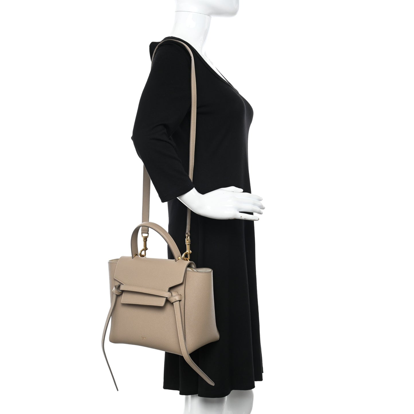 Grained Calfskin Micro Belt Bag Light Taupe