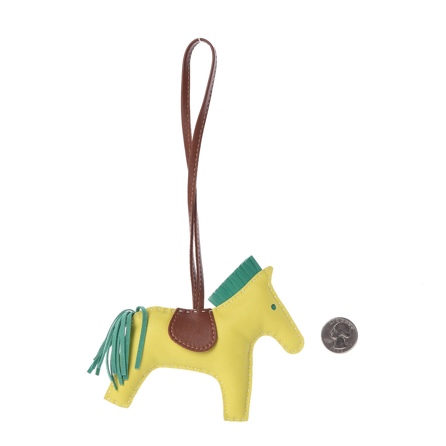 Milo Lambskin Grigri Rodeo Horse Bag Charm MM Lime Menthe Fauve