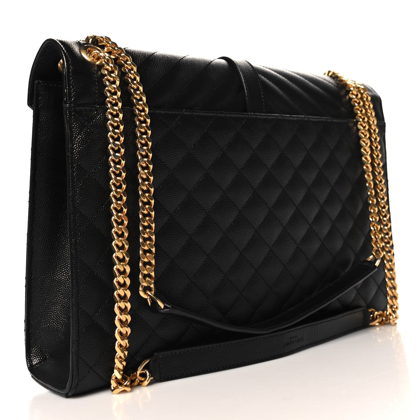 Grain De Poudre Textured Mixed Matelasse Large Triquilt Monogram Satchel Black