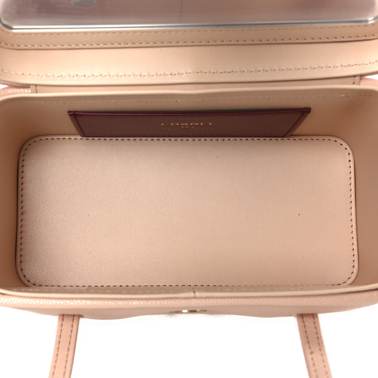 Shiny Caviar Preppy Coco Long Vanity With Strap Light Pink