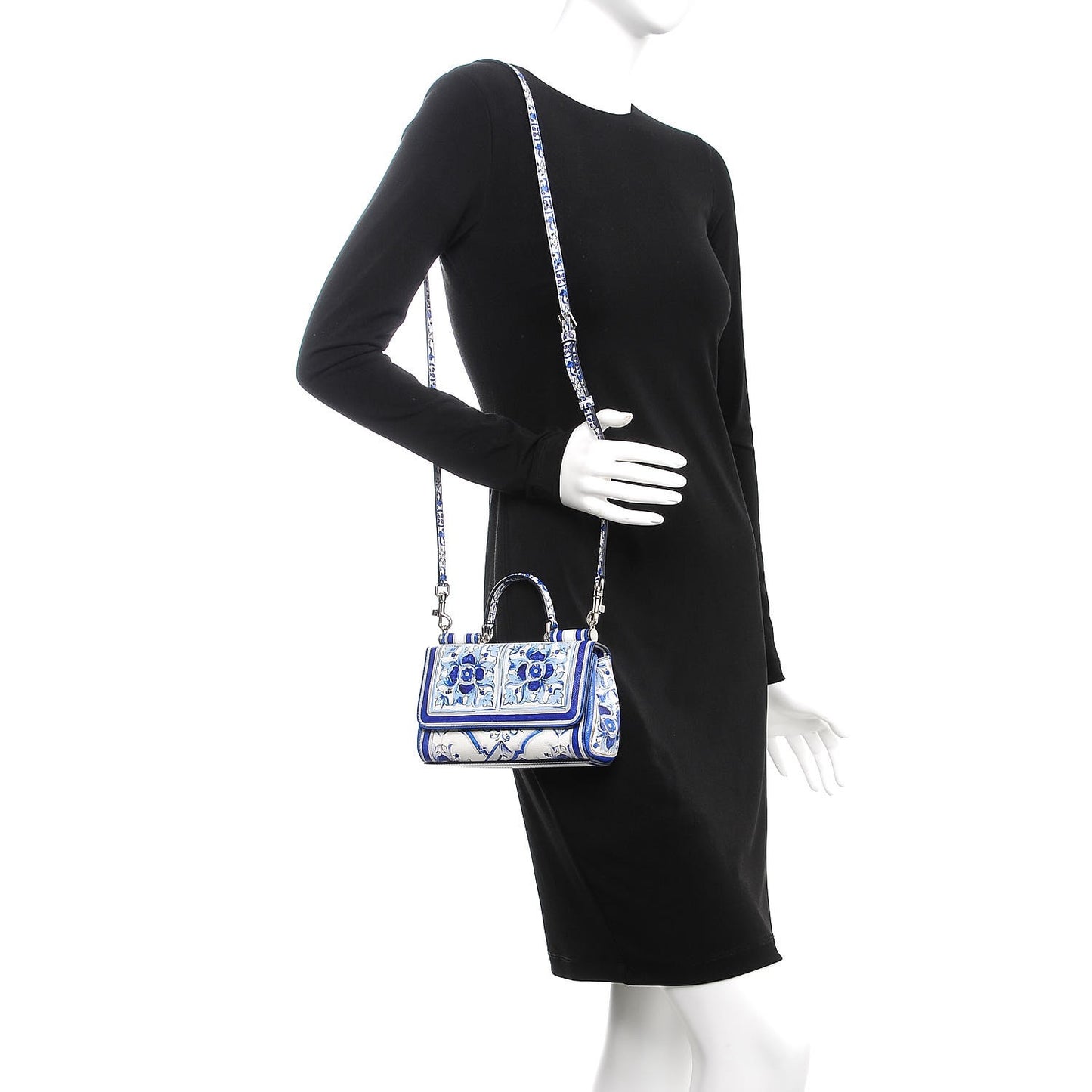 Dauphine Majolica Printed Micro Miss Sicily Satchel White Blue