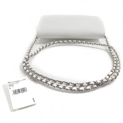 Chanel Caviar Wallet on Chain White w Silver HW 5 of 10