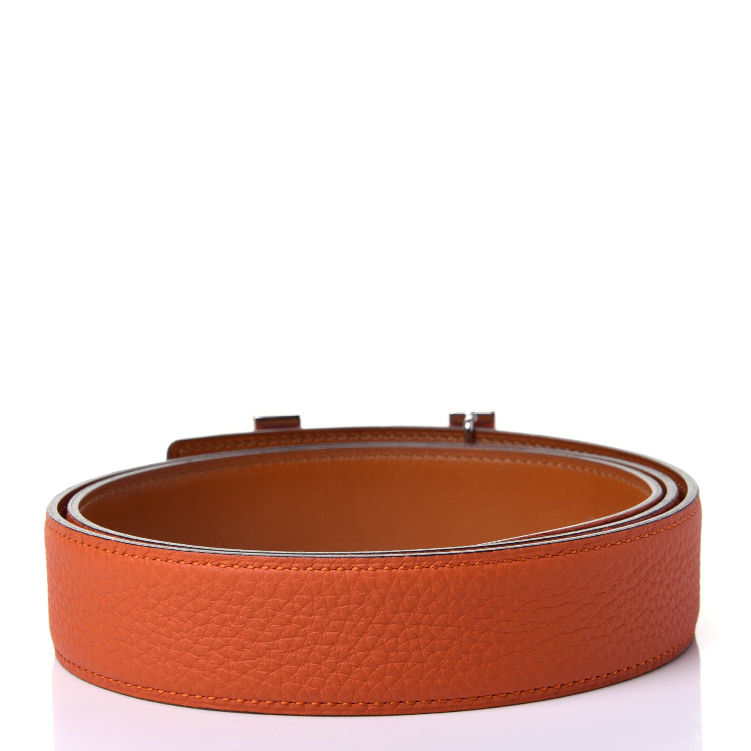 Hermes Togo Box Enamel Quizz H Belt 95 Orange Gold 2 of 5