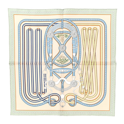 Hermes Silk Carre Grand Tralala Scarf 45 Vert Amande Beige Bleu 1 of 8