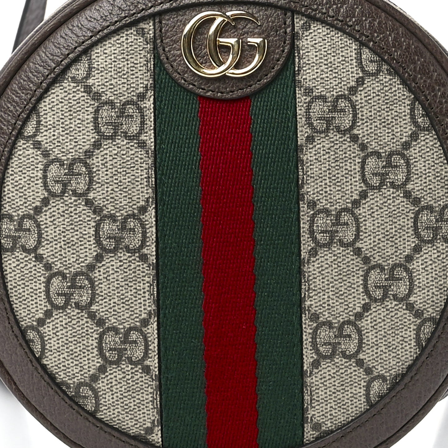 GG Supreme Monogram Web Mini Ophidia Round Backpack Brown