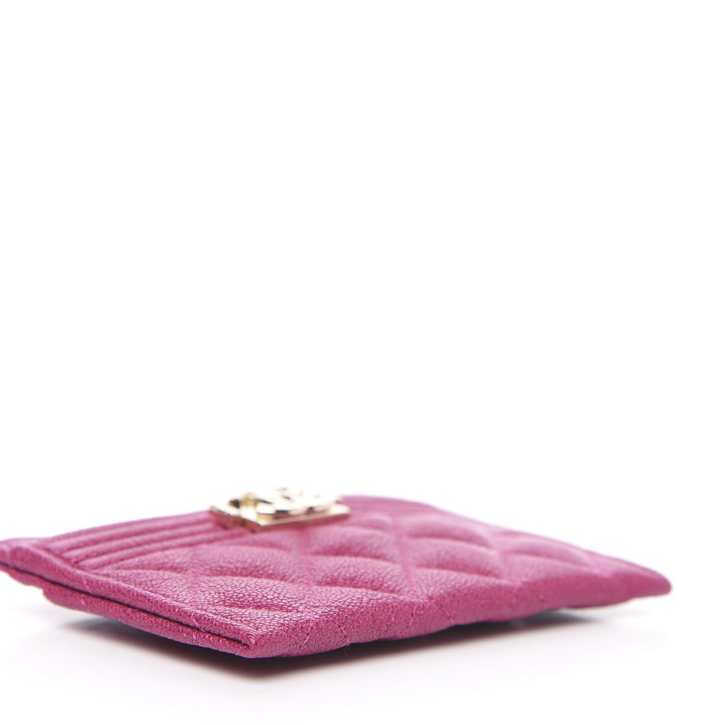 Caviar Quilted Boy Card Holder Fuchsia