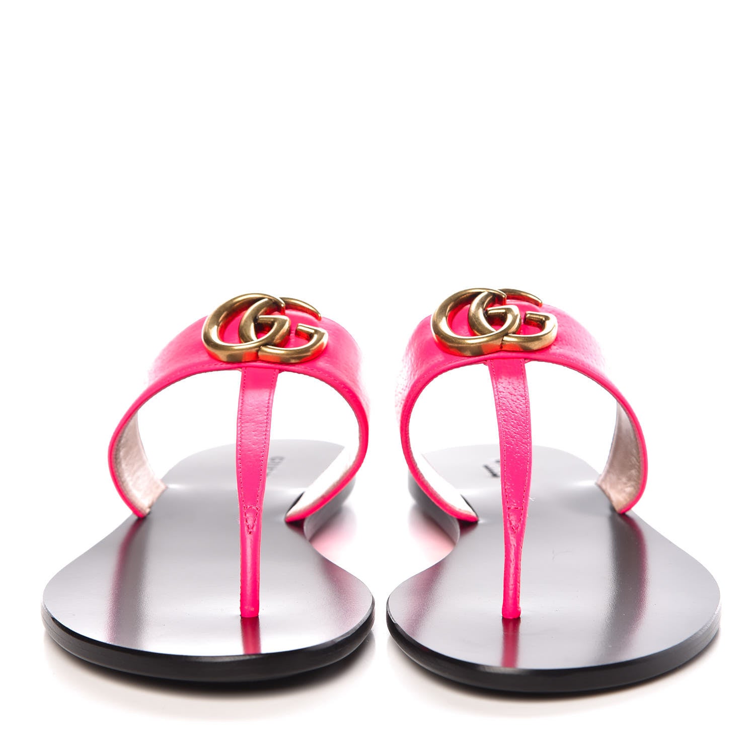 Gucci Calfskin GG Marmont Thong Sandals 38 Fuxia Fluo 2 of 11