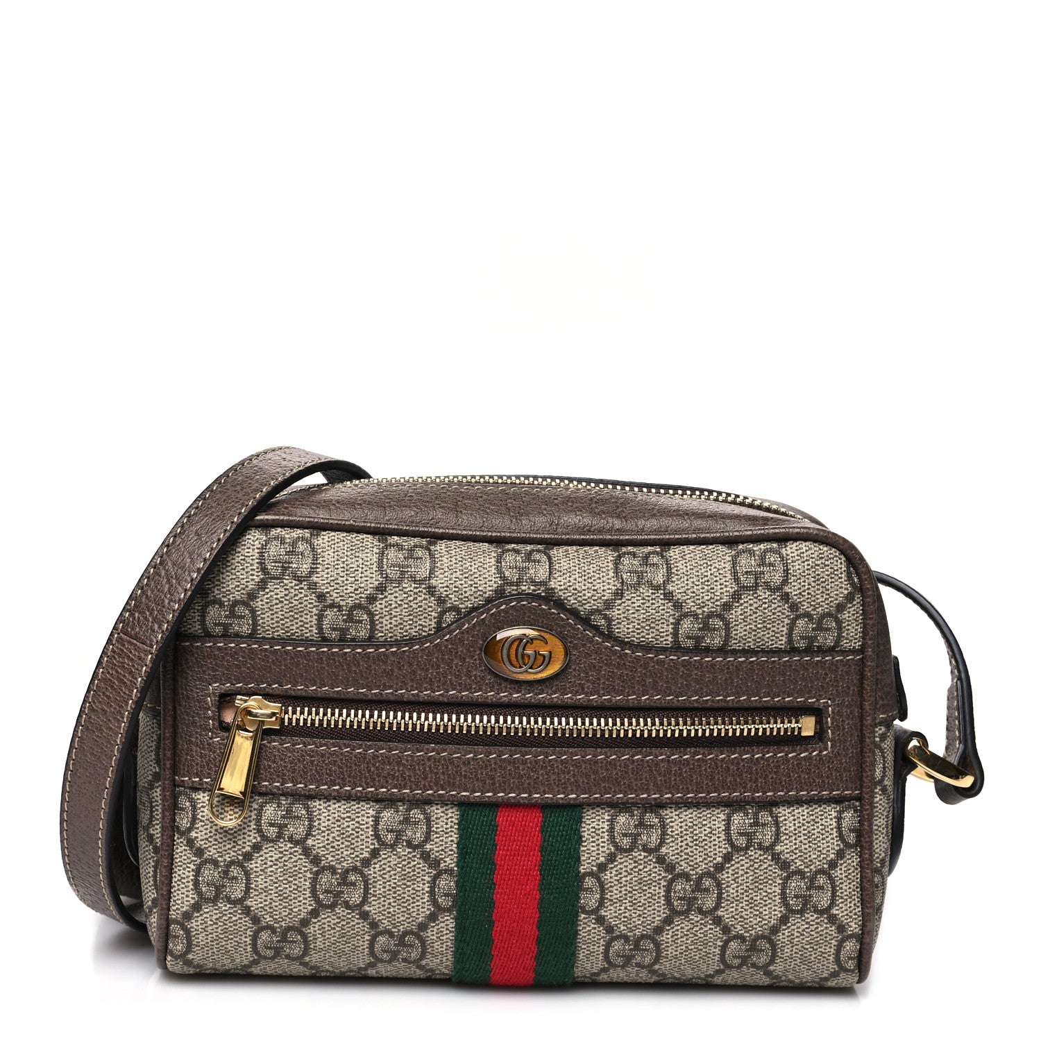 Gucci GG Supreme Monogram Web Mini Ophidia Shoulder Bag Brown 1 of 12