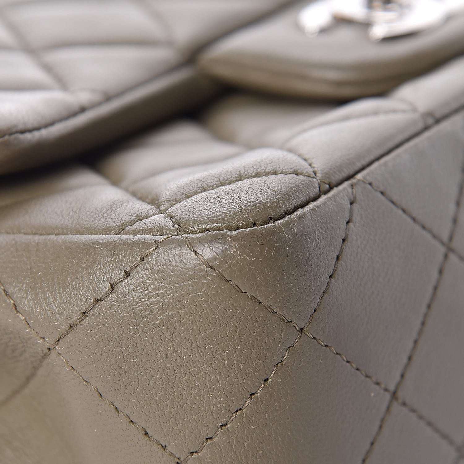Chanel Lambskin Quilted Mini Rectangular Flap Khaki 10 of 16