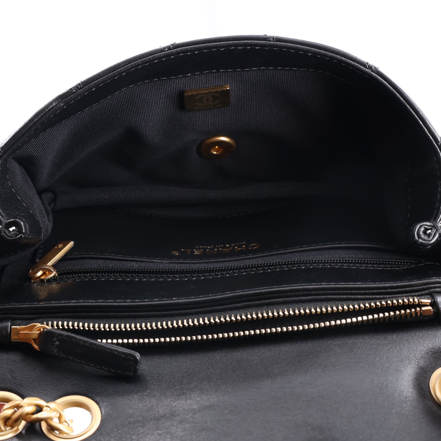 Lambskin Quilted Small Pillow Crush Flap Black