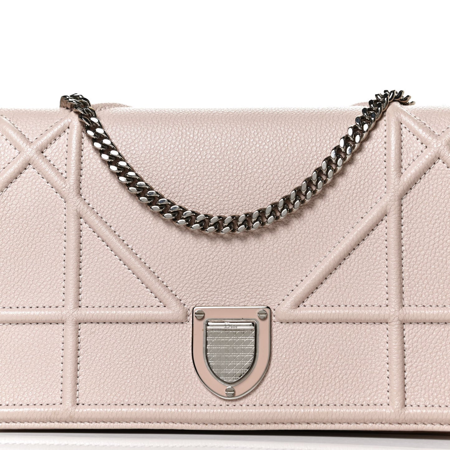 Grained Calfskin Diorama Wallet on Chain Pouch Rose Poudre