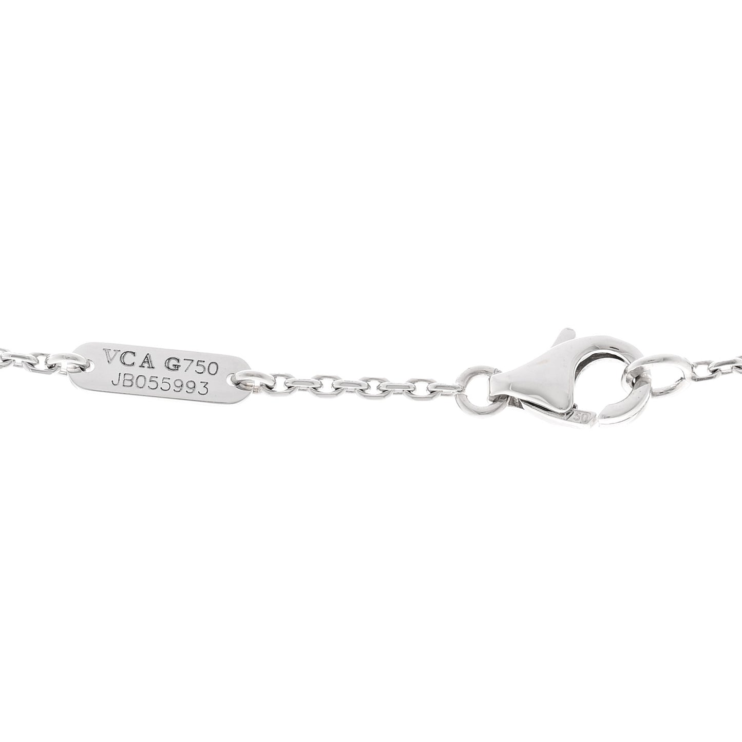 18K White Gold Chalcedony Vintage Alhambra Pendant Necklace