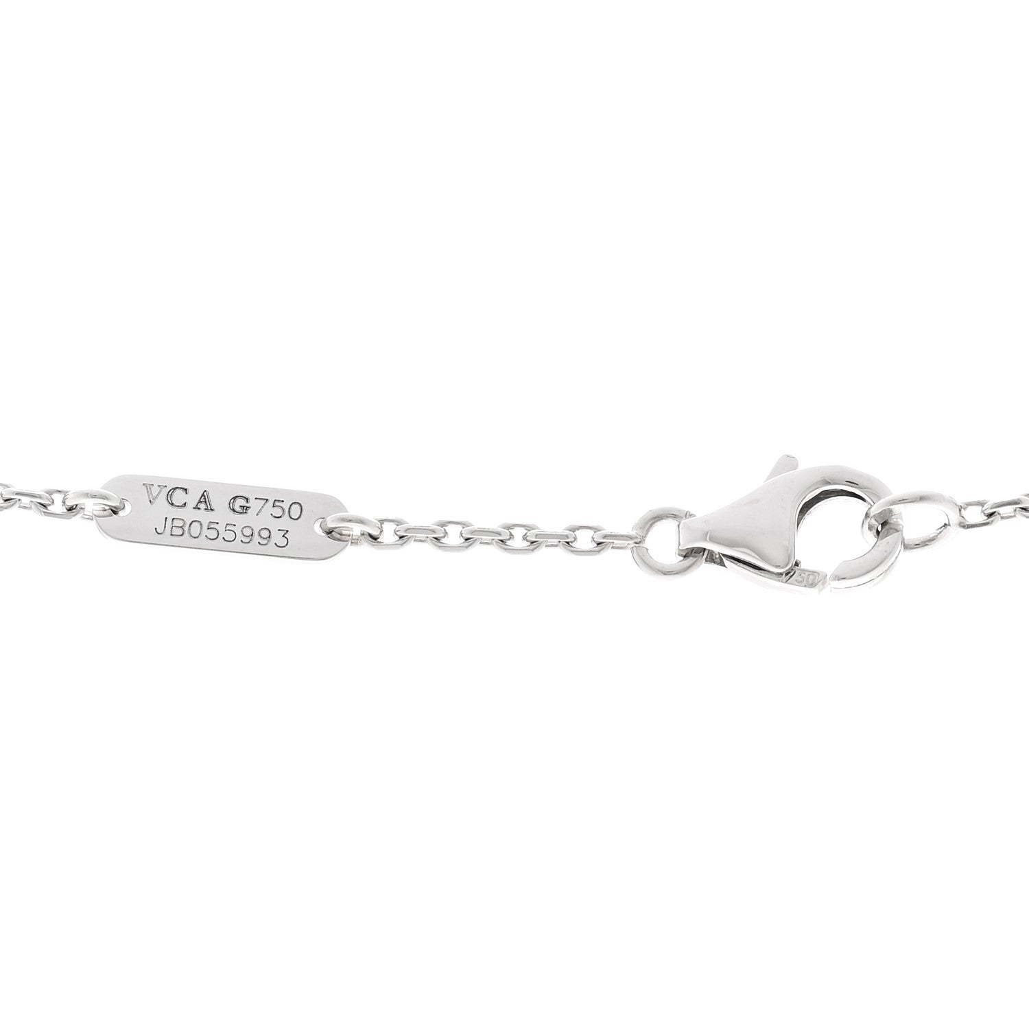 Van Cleef & Arpels 18K White Gold Chalcedony Vintage Alhambra Pendant Necklace 4 of 4