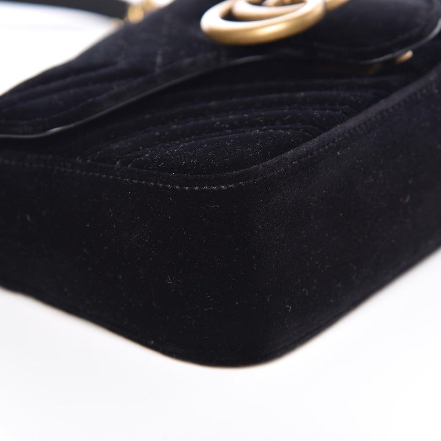 Velvet Matelasse Mini GG Marmont Shoulder Bag Black