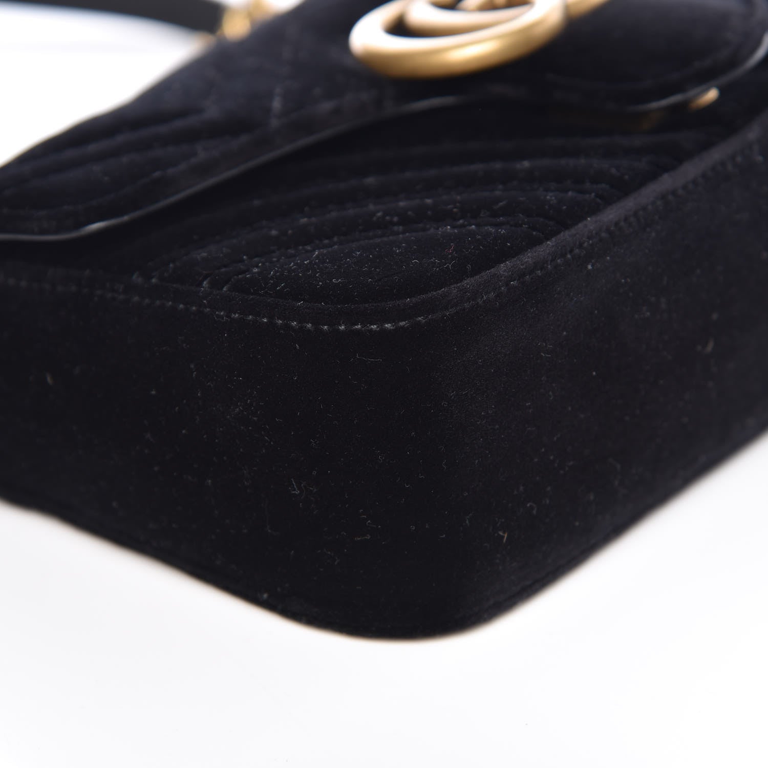 Gucci Velvet Matelasse Mini GG Marmont Shoulder Bag Black 9 of 9