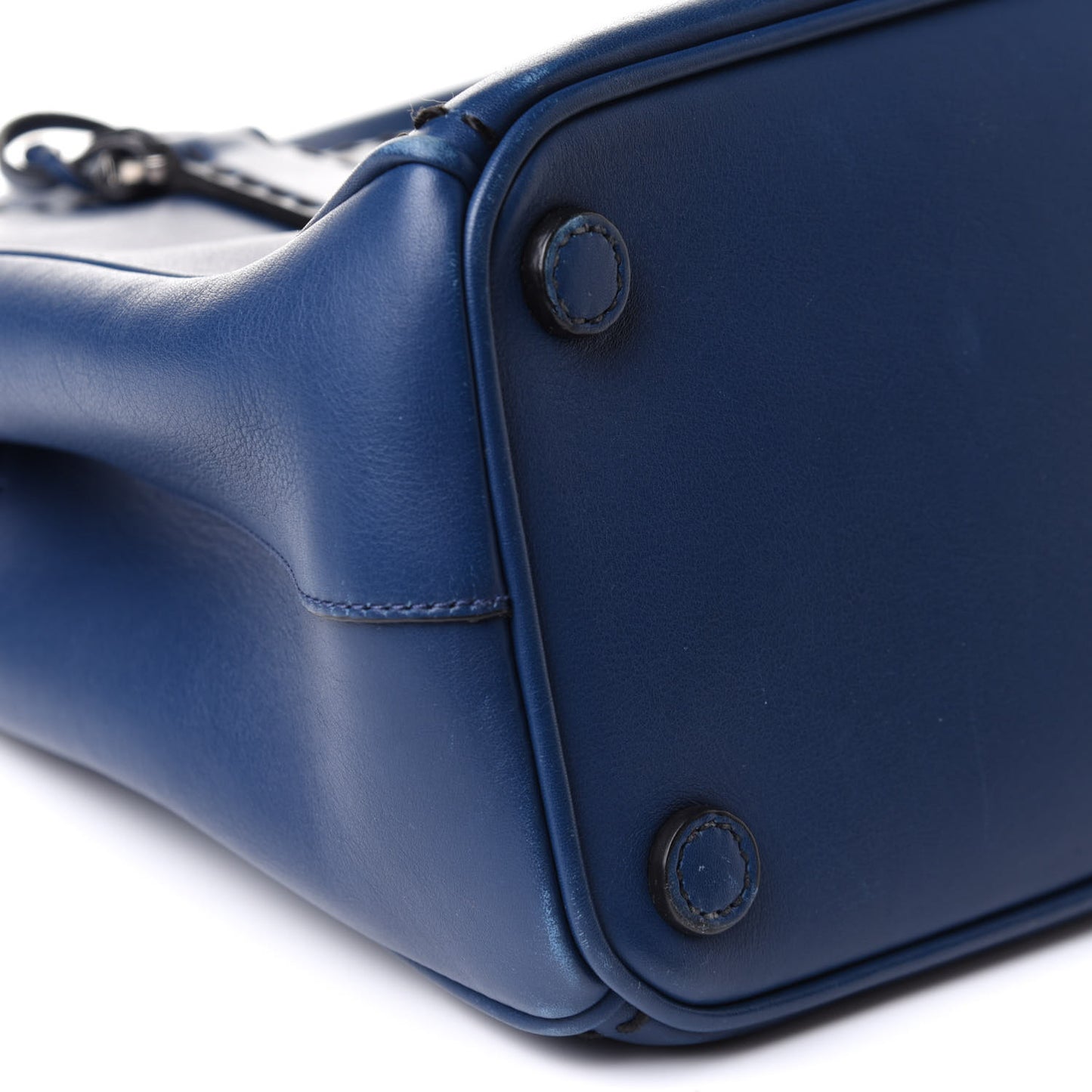 City Calf Hand Stitched Small Galleria Double Zip Tote Bluette