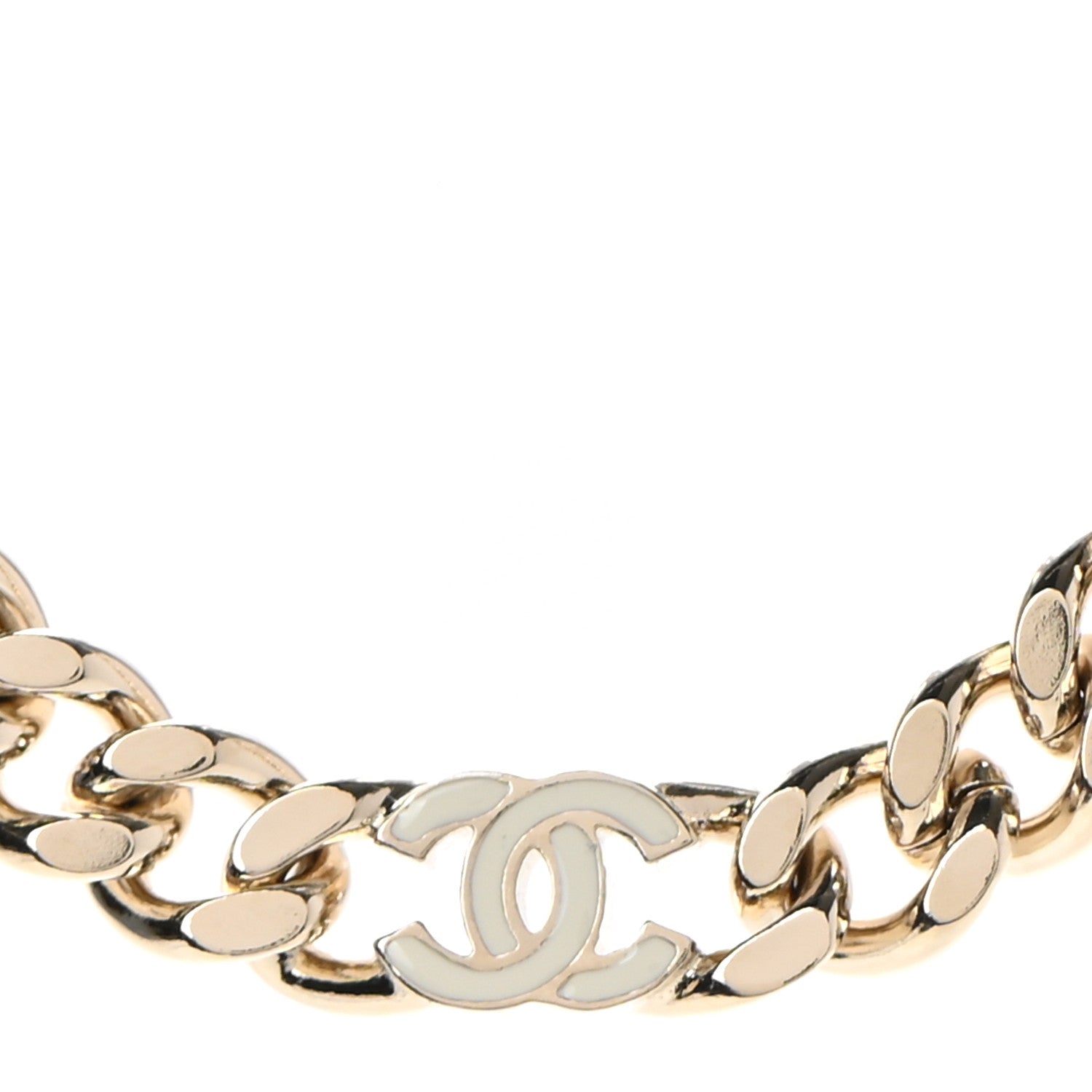Chanel Metal Enamel Chain CC Choker Gold White 4 of 7