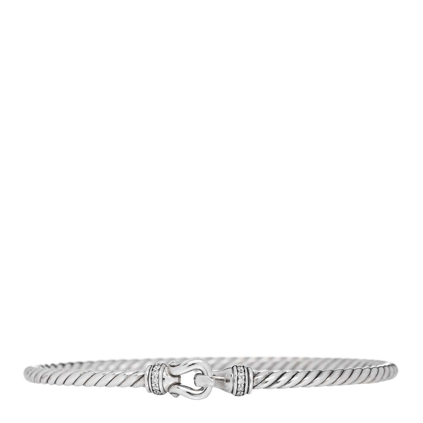 Sterling Silver Diamond 3mm Cable Buckle Bracelet