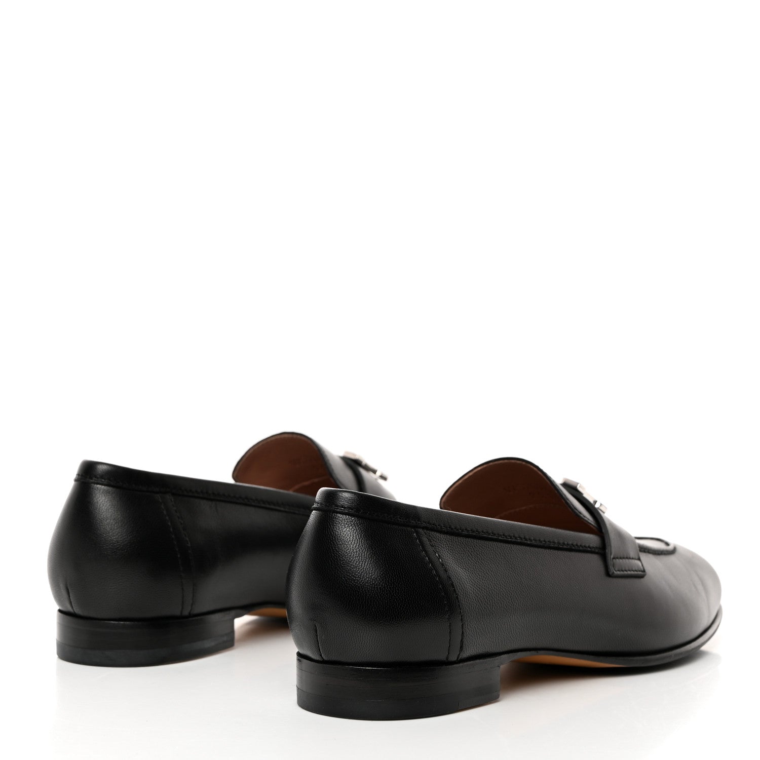 Hermes Goatskin Womens Paris Loafers 38.5 Black 4 of 9