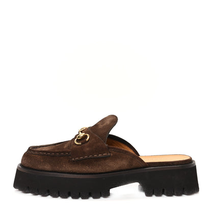 Gucci Suede Horsebit Platform Mules 39.5 Washed Brown 1 of 10