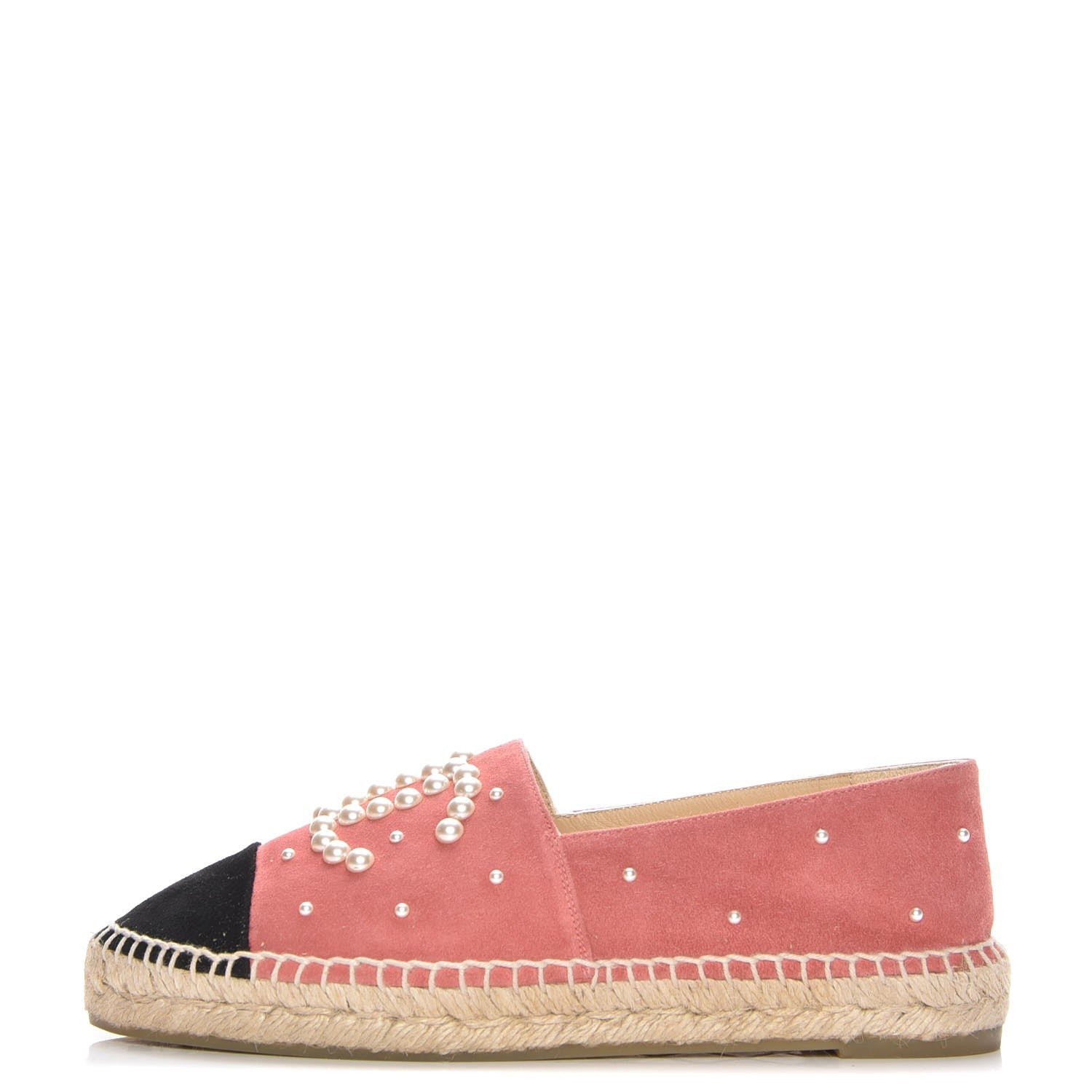 Chanel Suede Pearl CC Espadrilles 38 Pink 1 of 10