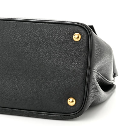 Prada Vitello Daino Flap Shoulder Bag Black 10 of 11