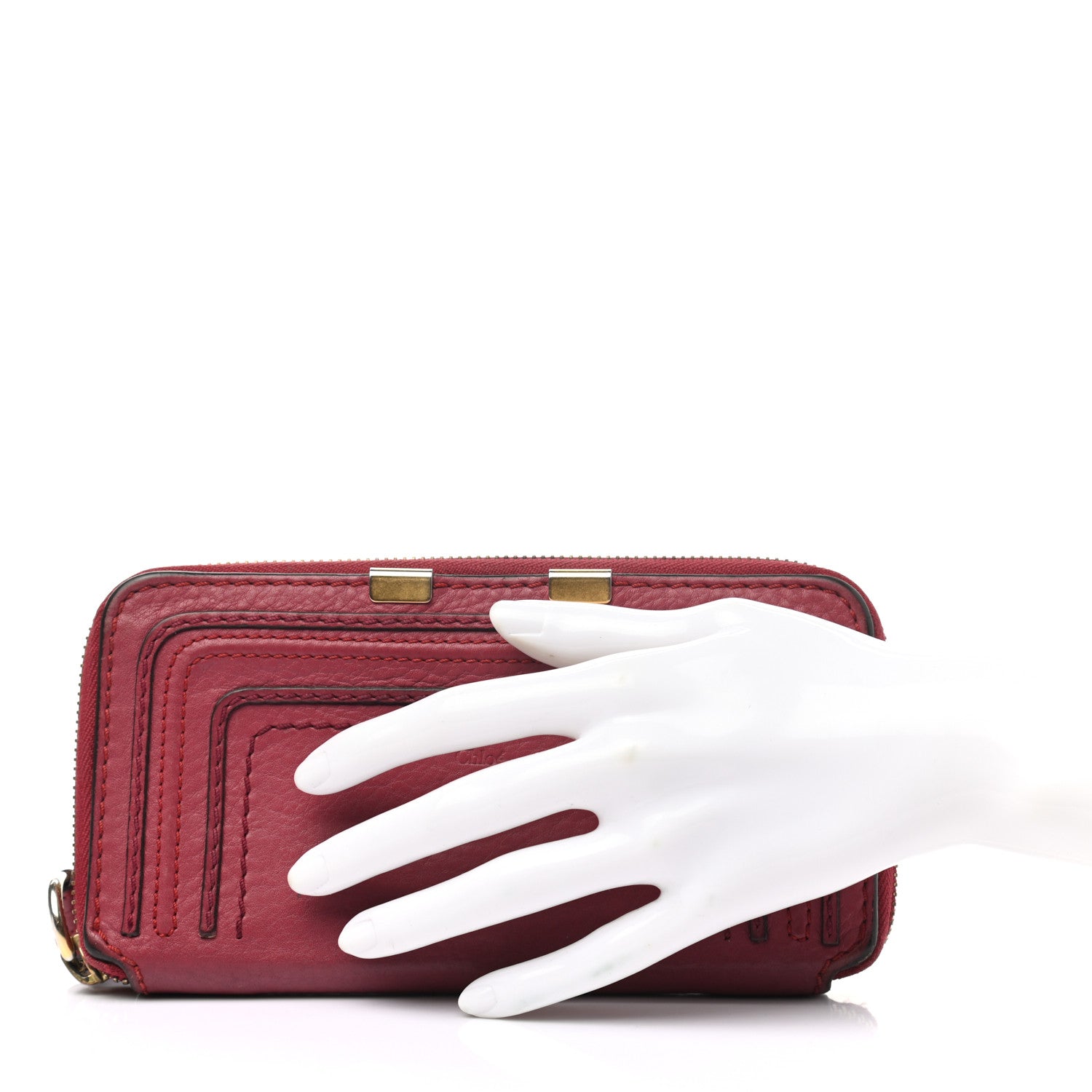 Chloe Grained Calfskin Marcie Long Zip Around Wallet Red 2 of 14