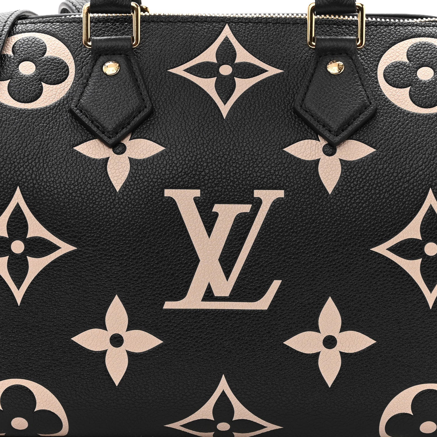 Louis Vuitton Empreinte Monogram Giant Speedy Bandouliere 25 Black Beige 7 of 9