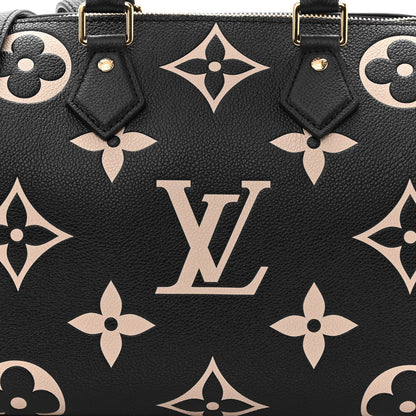 Louis Vuitton Empreinte Monogram Giant Speedy Bandouliere 25 Black Beige 7 of 9