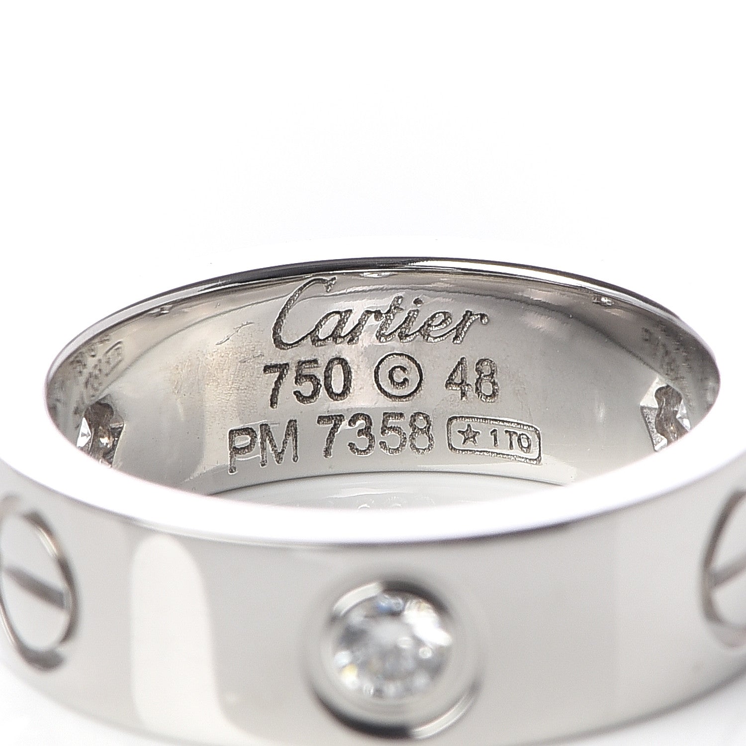 Cartier 18K White Gold 3 Diamond 5.5mm LOVE Ring 48 4.5 4 of 4