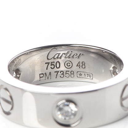 Cartier 18K White Gold 3 Diamond 5.5mm LOVE Ring 48 4.5 4 of 4