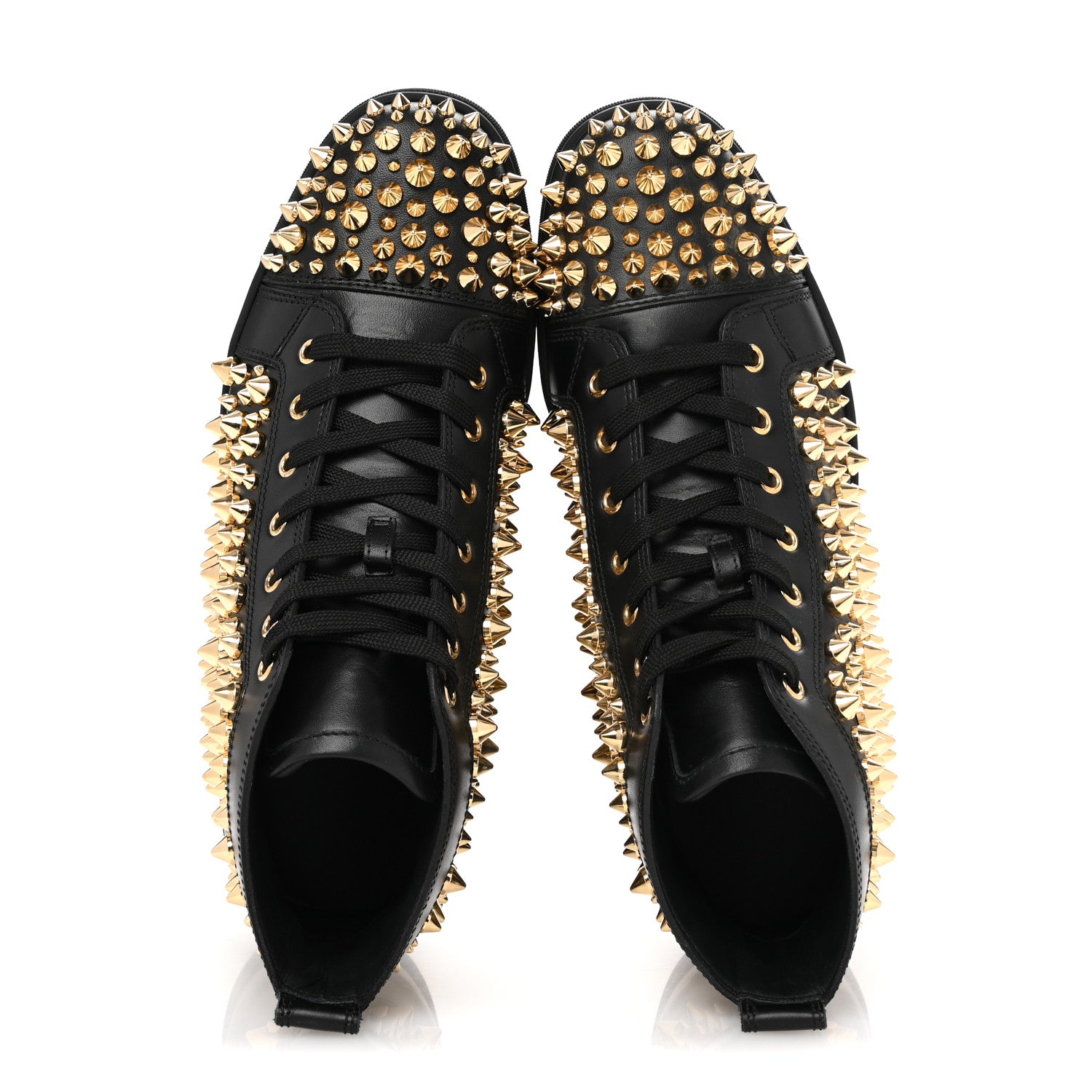 Christian Louboutin Calfskin Louis Spikes Flat Mens Sneakers 42.5 Black 2 of 11