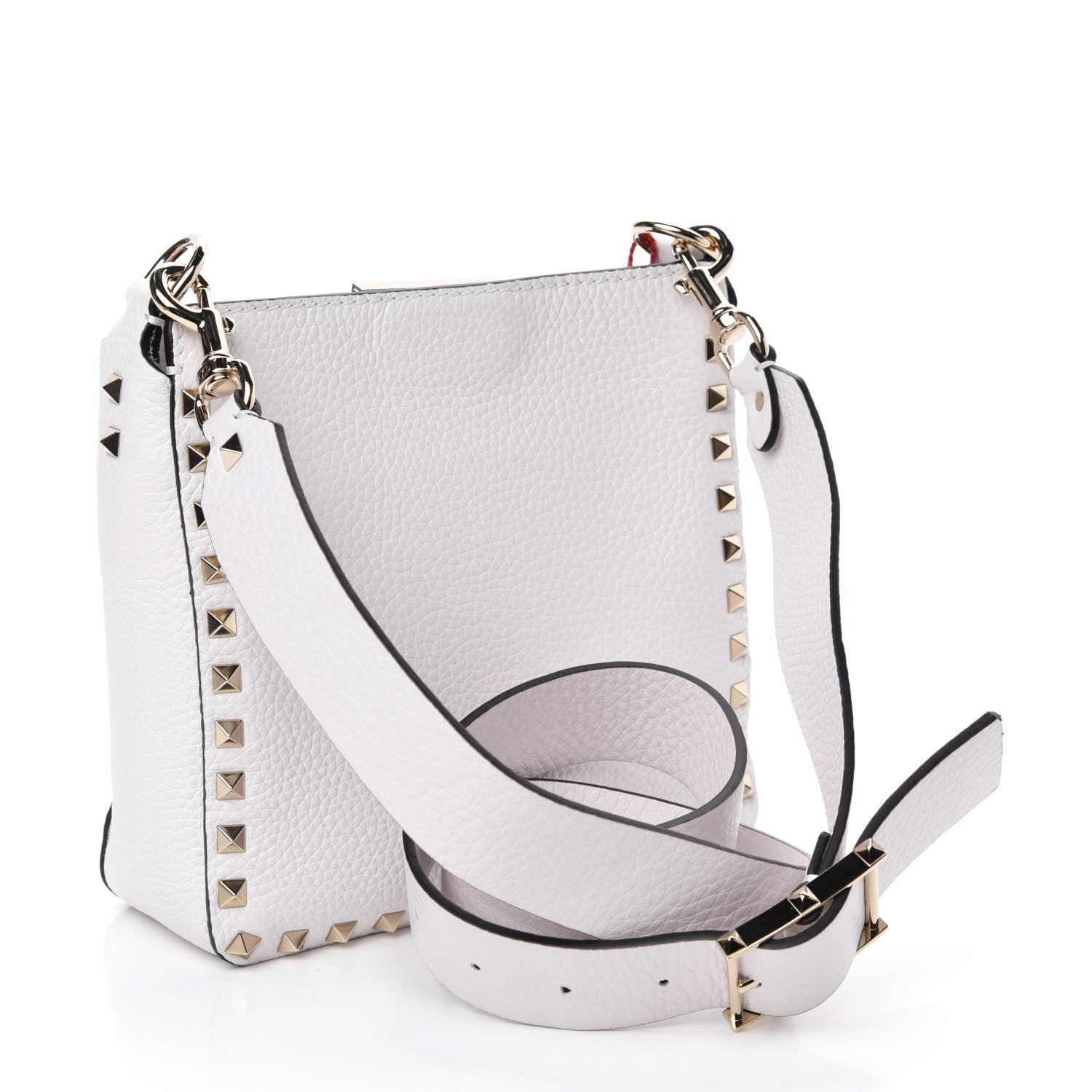 Valentino Garavani Pebbled Calfskin Mini Rockstud Flip-Lock Messenger Bag Optic White 3 of 9