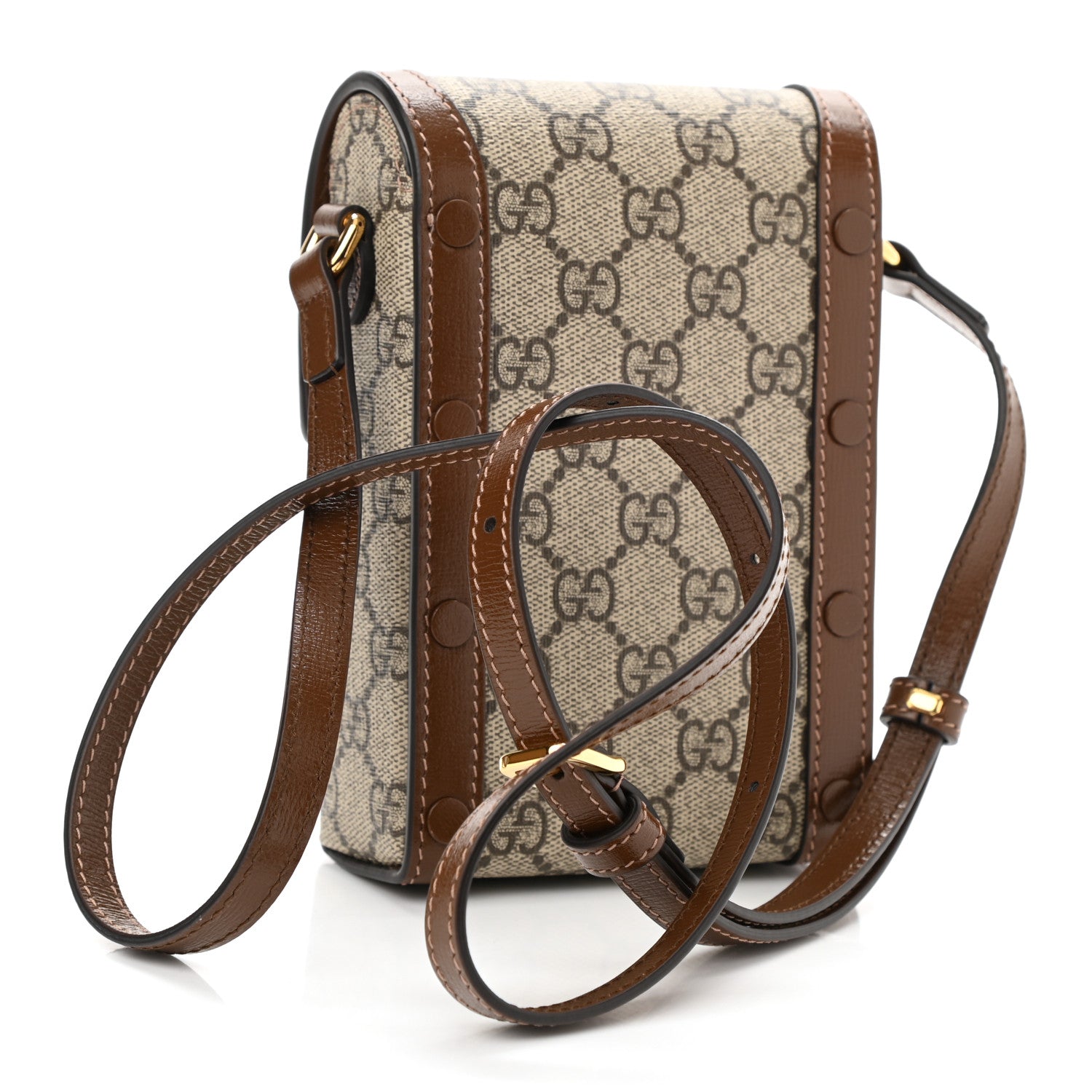 Gucci GG Supreme Monogram Mini Horsebit 1955 Crossbody Bag Beige Brown Sugar 3 of 8