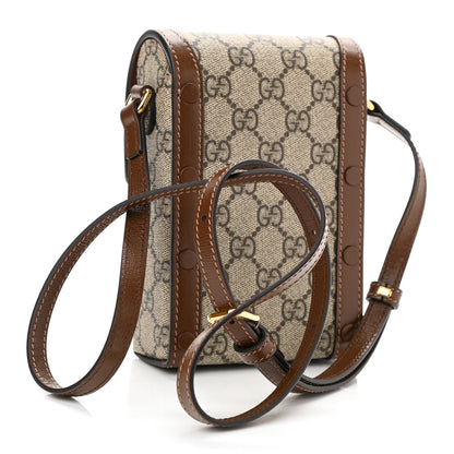 Gucci GG Supreme Monogram Mini Horsebit 1955 Crossbody Bag Beige Brown Sugar 3 of 8