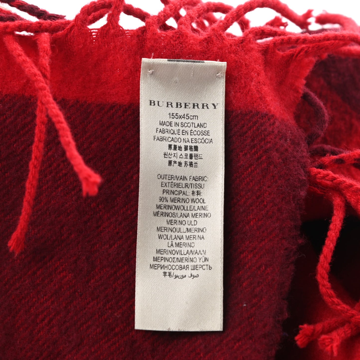 Merino Wool Half Mega Check Scarf Red