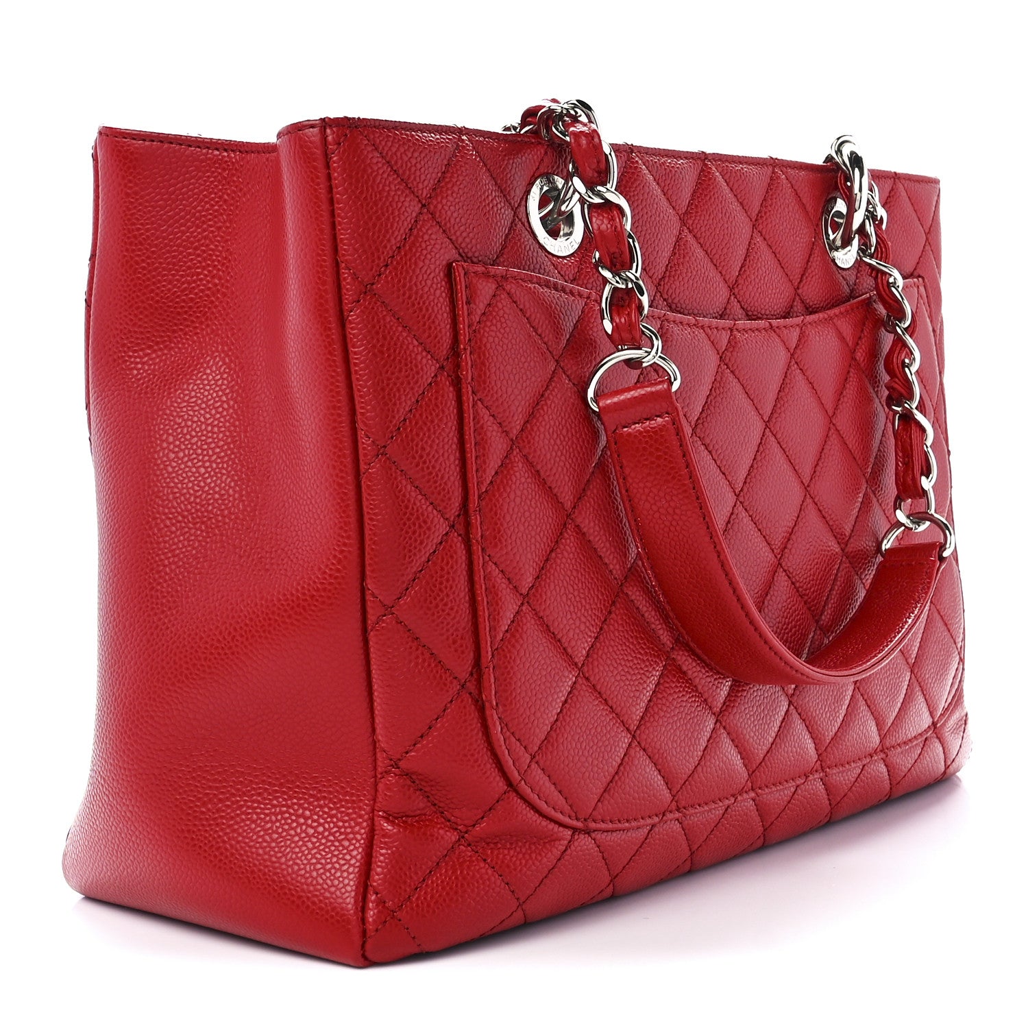 Chanel Caviar Quilted Grand Shopping Tote GST Red 3 of 11