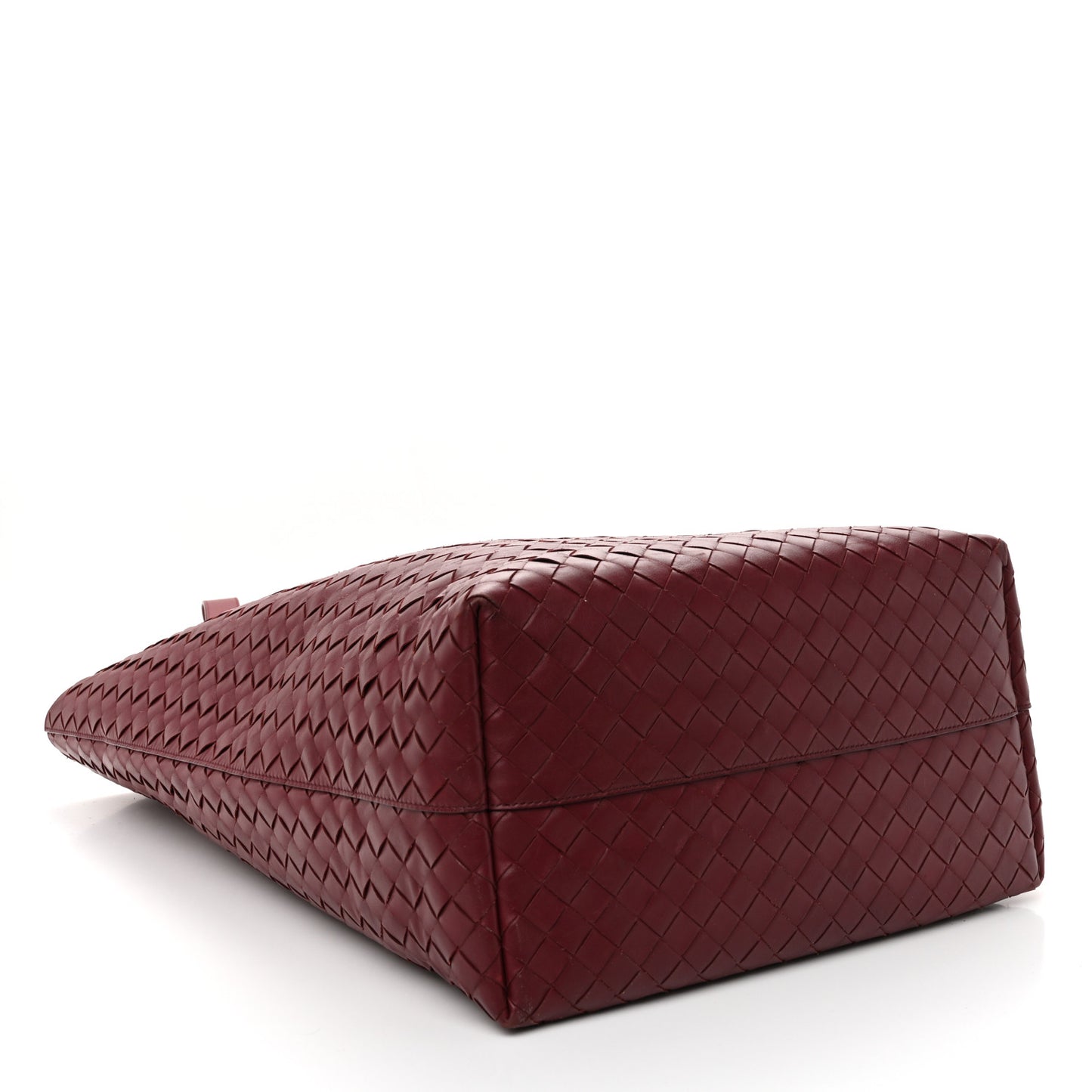 Calfskin Intrecciato Large North South Tote Bag Burgundy