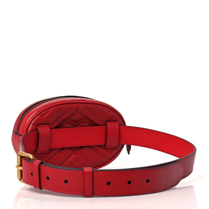 Gucci Calfskin Matelasse GG Marmont Belt Bag 85 34 Hibiscus Red 3 of 10