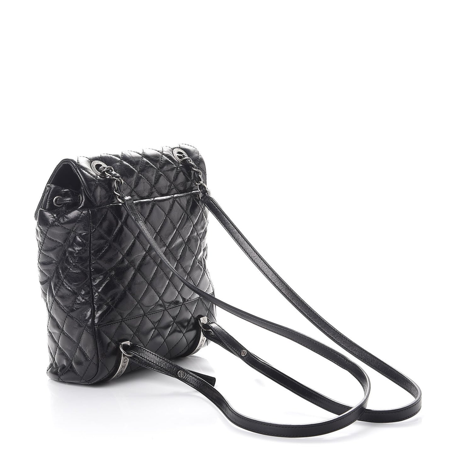 Glazed Calfskin Quilted Small Salzburg Mountain Backpack Black
