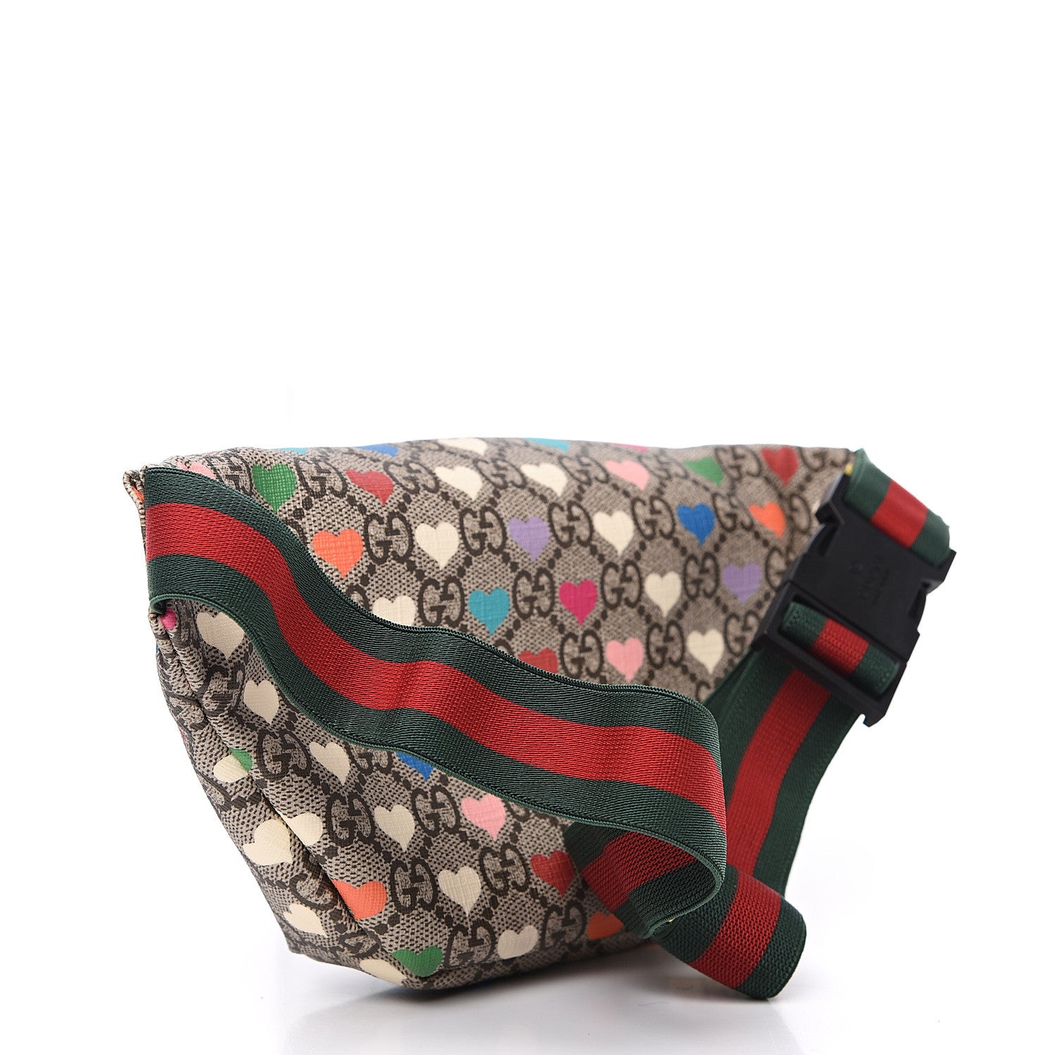 Gucci Soft GG Supreme Monogram Hearts Web Childrens Belt Bag Beige Ebony Multicolor Freesia 2 of 8