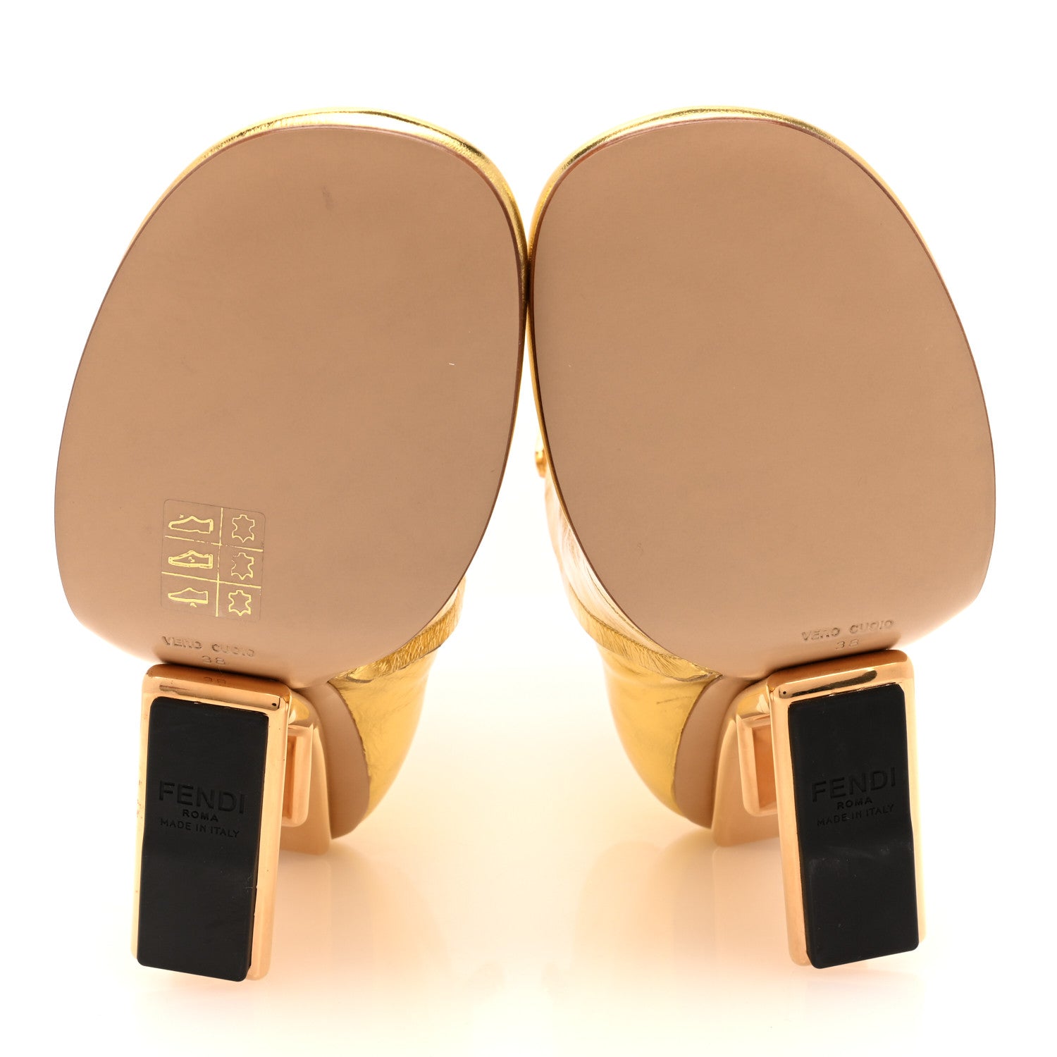 Fendi Laminated Craquele Nappa Fendi First 95mm Booties 38 Gold 5 of 7