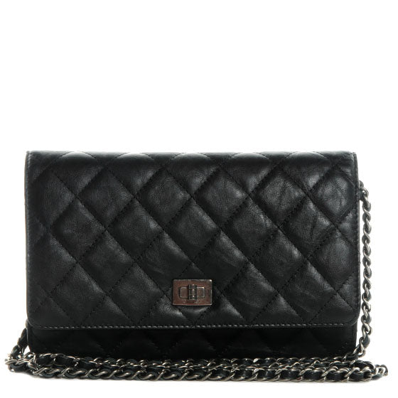 Chanel Aged Calfskin Reissue Wallet On Chain WOC Black 1 of 8